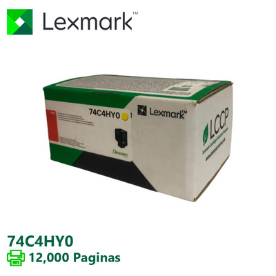 Toner 74C4HY0 Lexmark Original | CX725, CX720, CS725, CX725dhe, CX725de, CS720dte, CS720de, CS725dte, CS725de, CS720 Amarelo | Oficial Lexmark Lacrado