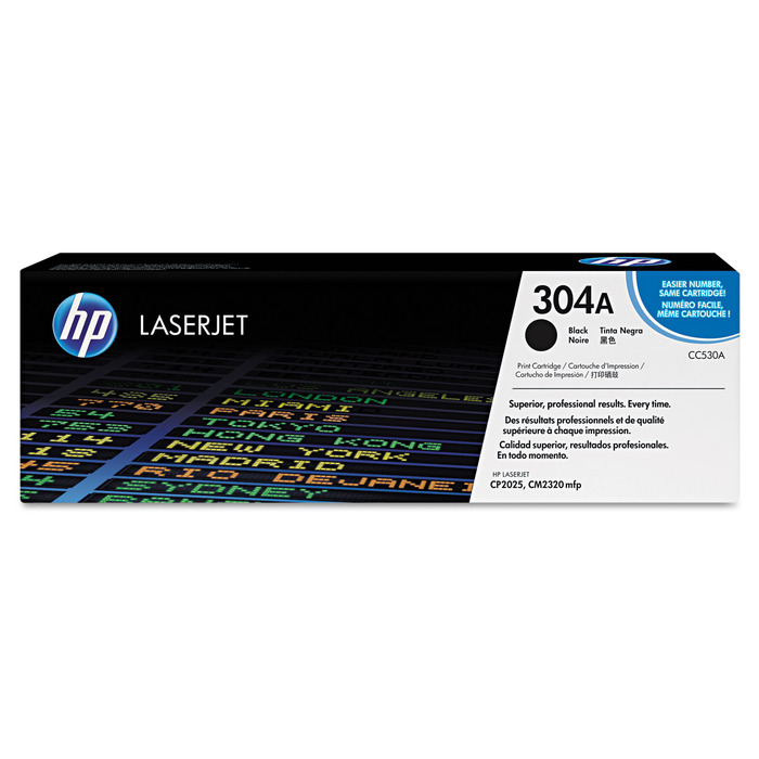 Toner CC530A (304A) HP Original | CP2025, CP2025n, CP2025dn, CP2025, CM2320nf, CM2320n, CM2320fxi, CM2320, CP2025x Preto | Produto Oficial HP Lacrado