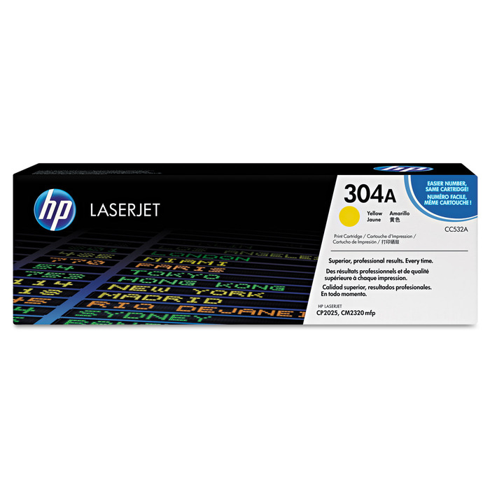 Toner CC532A (304A) HP Original | CM2320, CP2025, CP2025x, CP2025n, CP2025dn, CP2025, CM2320nf, CM2320n, CM2320fxi Amarelo | Produto Oficial HP