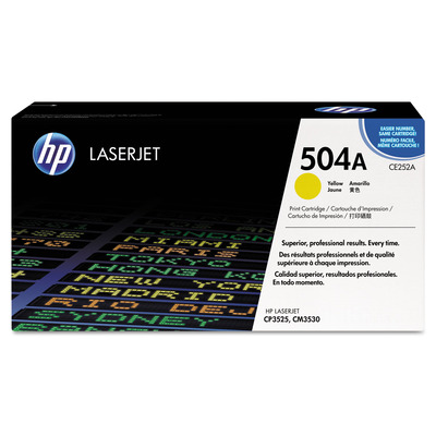 Toner CE252A (504A) HP Original | CP3525, CP3525dn, CM3530fs, CM3530, CP3525n Amarelo | Produto Oficial com NF, Procedência e Garantia de 1 Ano