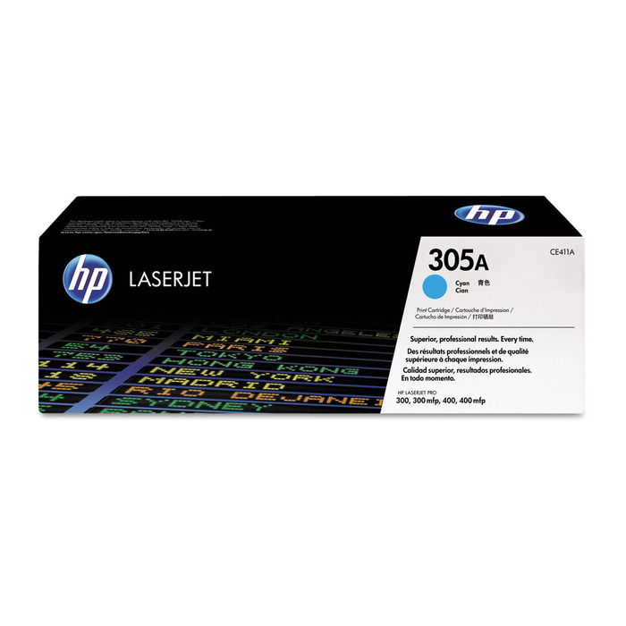 Toner CE411A (305A) HP Original | M475, M451, M375, M351, M475dw, M475dn, M451nw, M451dw, M451dn, M375nw Ciano | Produto Oficial HP com NF