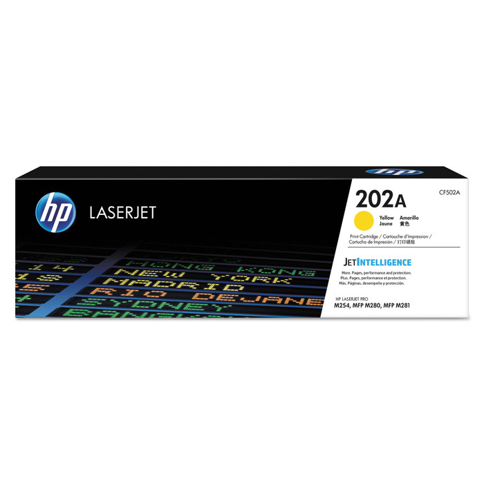 Toner CF502A (202A) HP Original | M281fdw, M281, M254, M281cdw, MFP, M254dw Amarelo | Produto Oficial HP, com NF e procedência