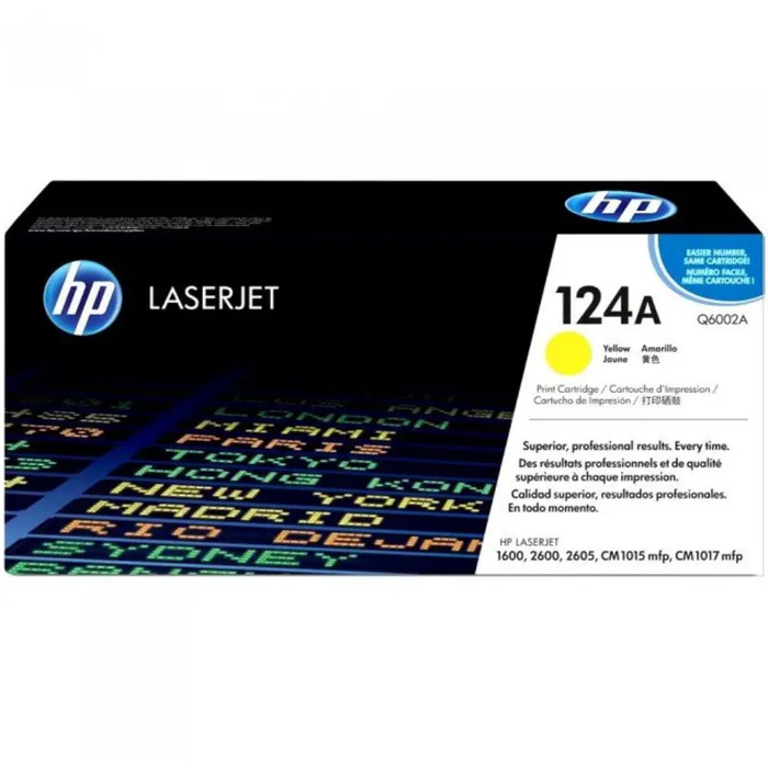 Toner Q6002A (124A) HP Original | CM1017, 2605, CM1017, CM1015, 2605dtn, 2605dn, 2600n, 2605, 2600, 1600 Amarelo Produto Oficial HP com NF