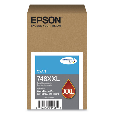 Cartucho T748XXL220 (748XXL) Epson Original | Workforce WF-6590, WF-6090 Ciano | Produto Oficial Epson com NF e Procedência