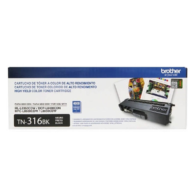 Toner TN-316BK (316) Brother Original | L8850CDW, L8600CDW, L8350CDW, HL-L8250CDN Preto | Produto Oficial Brother com NF e procedência