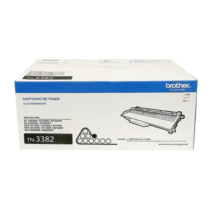 Toner TN-3382 (3382) Brother Original | 8952DW, 8912DW, 8712DW, 8512DN, 8157DN, 8152DN/ 8112DN, 6182DW, 5472DW, 5452DN, DCP-8112DN Lacrado