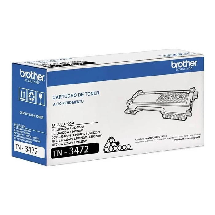 Toner TN-3472 (TN3472) Brother Original | L6902DW, L6702DW, L6402DW, L6202DW, HL-L6202DW, MFC-L6702DW | Produto Oficial com NF e procedência