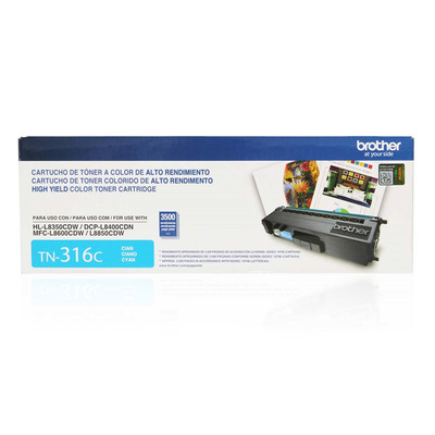 Toner TN-316C (316) Brother Original | L8850CDW, L8600CDW, L8350CDW, HL-L8250CDN Ciano | Produto Oficial Brother com NF e procedência