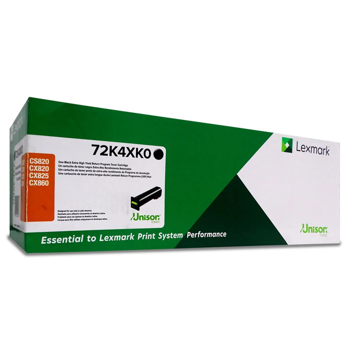 Toner Lexmark 72K4XK0 Preto Original | Alto Rendimento 33.000 Páginas | CS820 CX820 CX825 CX860